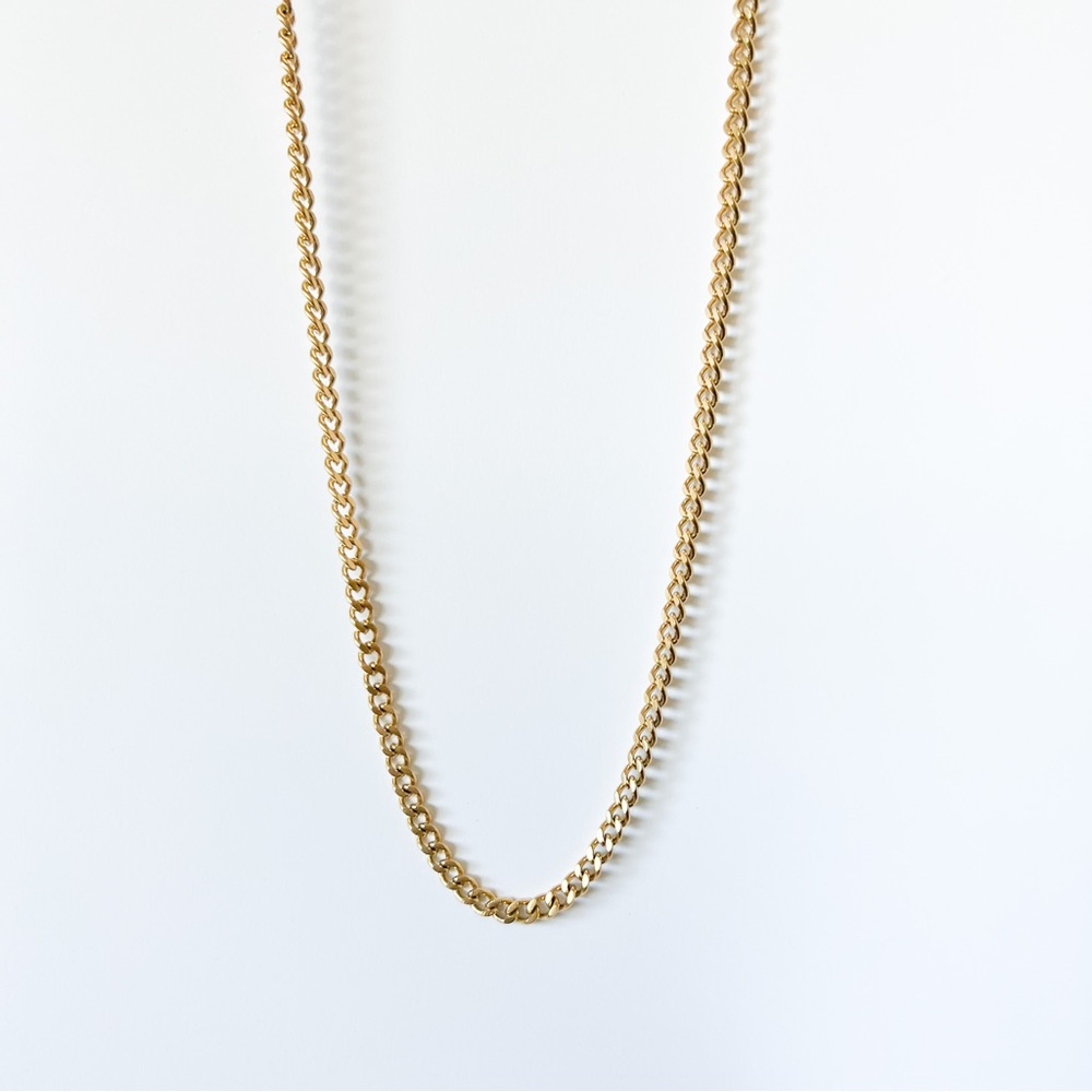 Yellow Gold Curb Chain Necklace 22 inches